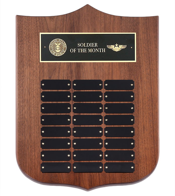 Genuine Walnut Shield Perpetual Plaque - Wood (1000x1000), Png Download