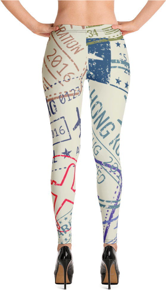 Passport Stamps Leggings - Leggings (1000x1000), Png Download
