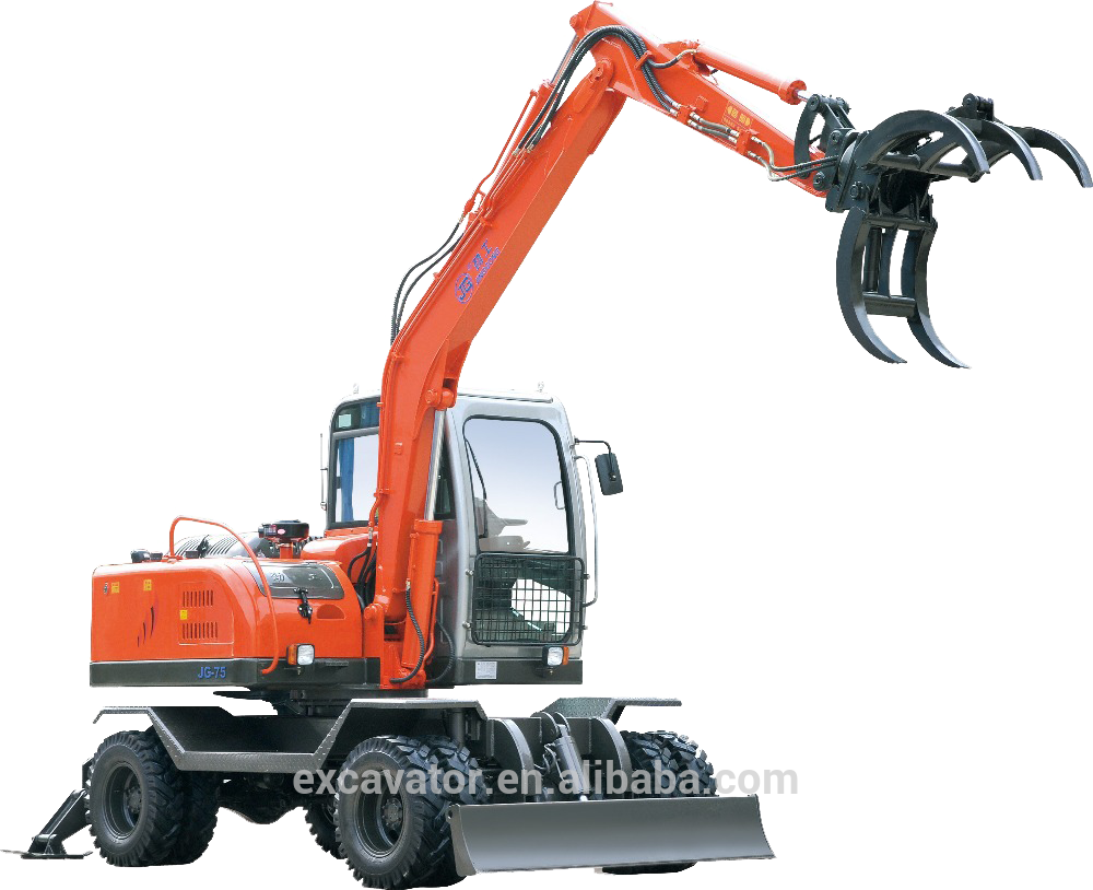 Hydraulic Rotating Sugarcane Grapple Loader Sugar Cane - Wheeled Excavator With Grab (1000x814), Png Download