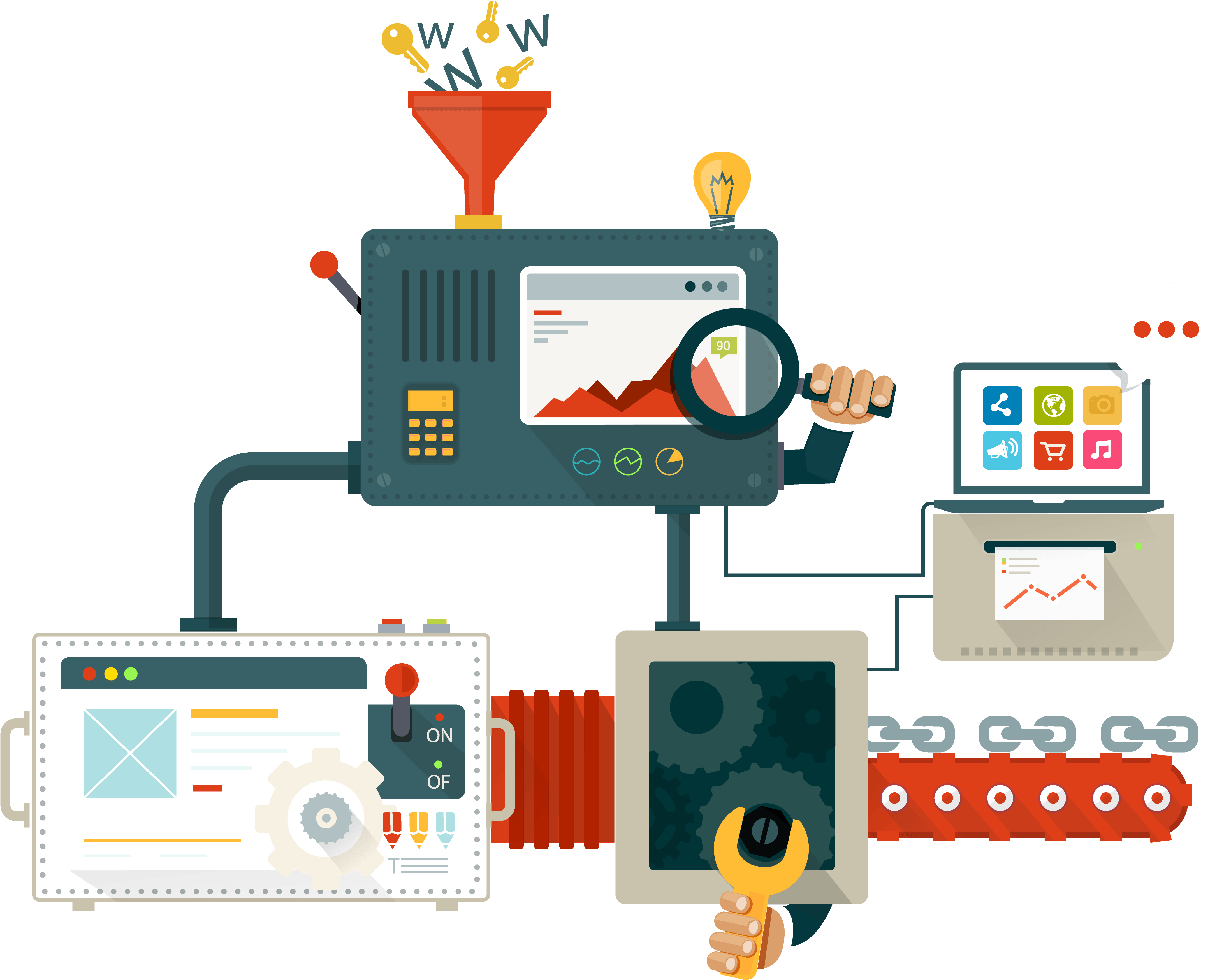 Digital Marketing - Seo Flat Design (5000x3881), Png Download