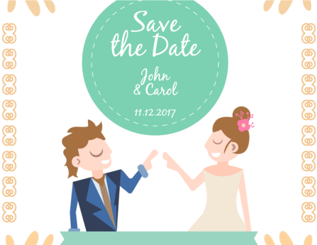 Wedding Crown Vector Freeuse Stock Invitation Techflourish - Save The Date Wedding Couple Png (1368x855), Png Download