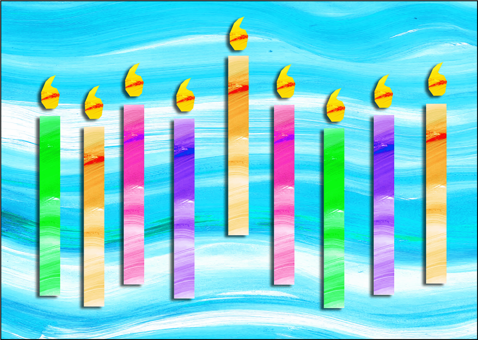 Hanukkah Card Hc-08 Menorah Paint Streaks - Picket Fence (1600x1600), Png Download