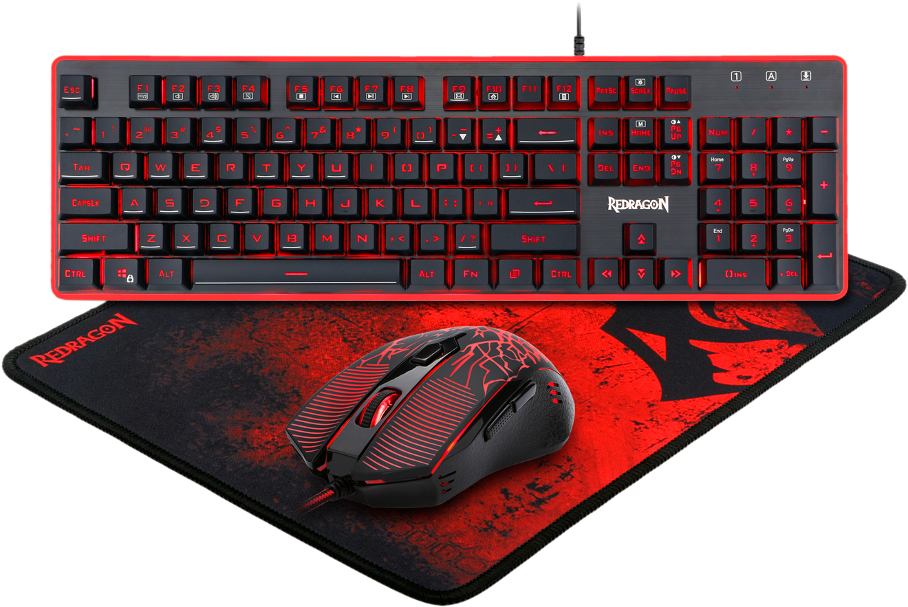 Redragon S107 Gaming Keyboard, Mouse, Mouse Pad, Mechanical - Redragon Keyboard And Mouse Combo (1500x1500), Png Download