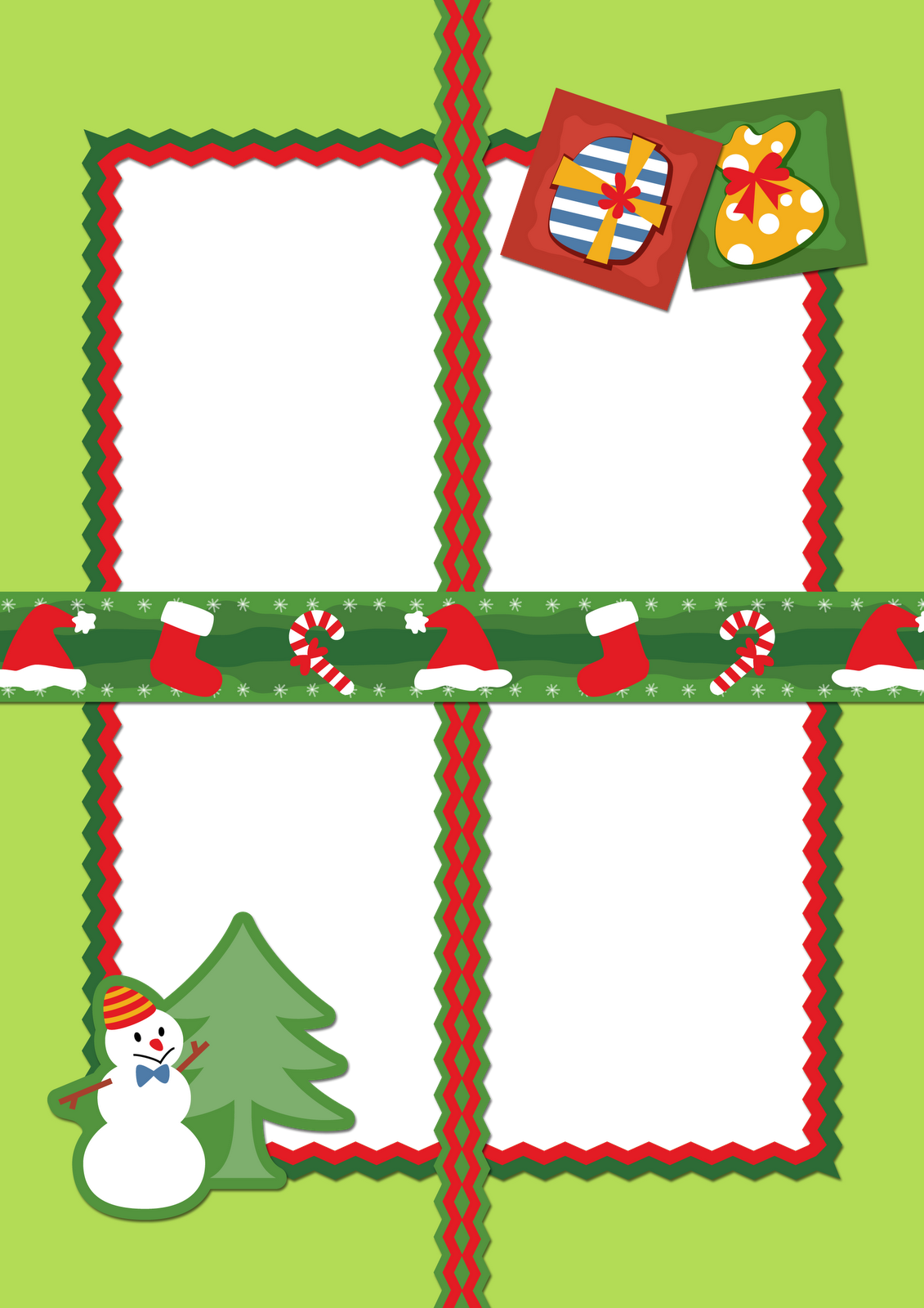 Xmas84 - Marcos Para 4 Fotos De Navidad (1131x1600), Png Download