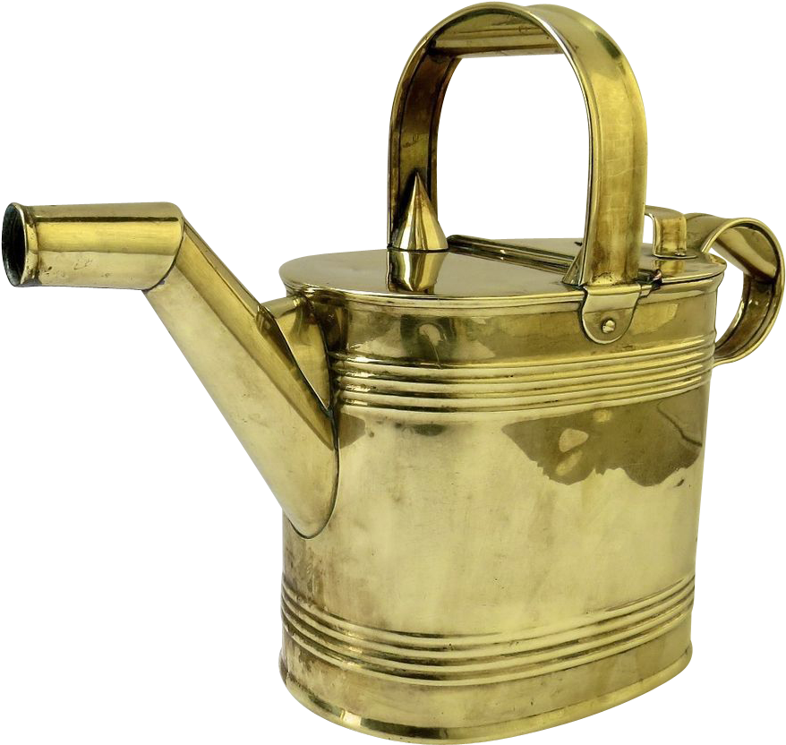 English Brass Hot Water Watering Can C1895 - Teapot (877x877), Png Download