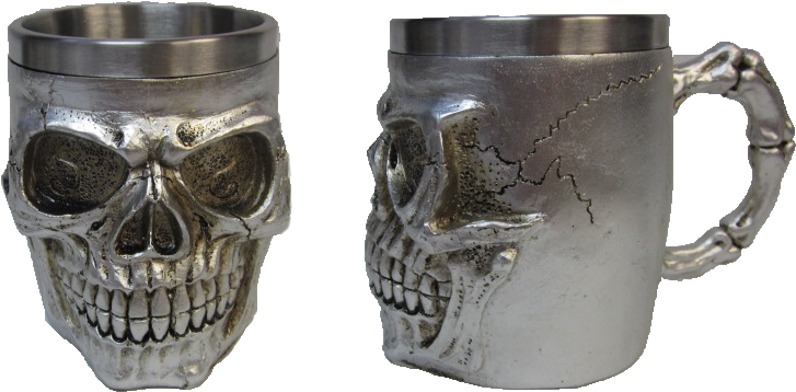 Skull Cup Mug Silver Fantasy - Skull (794x425), Png Download