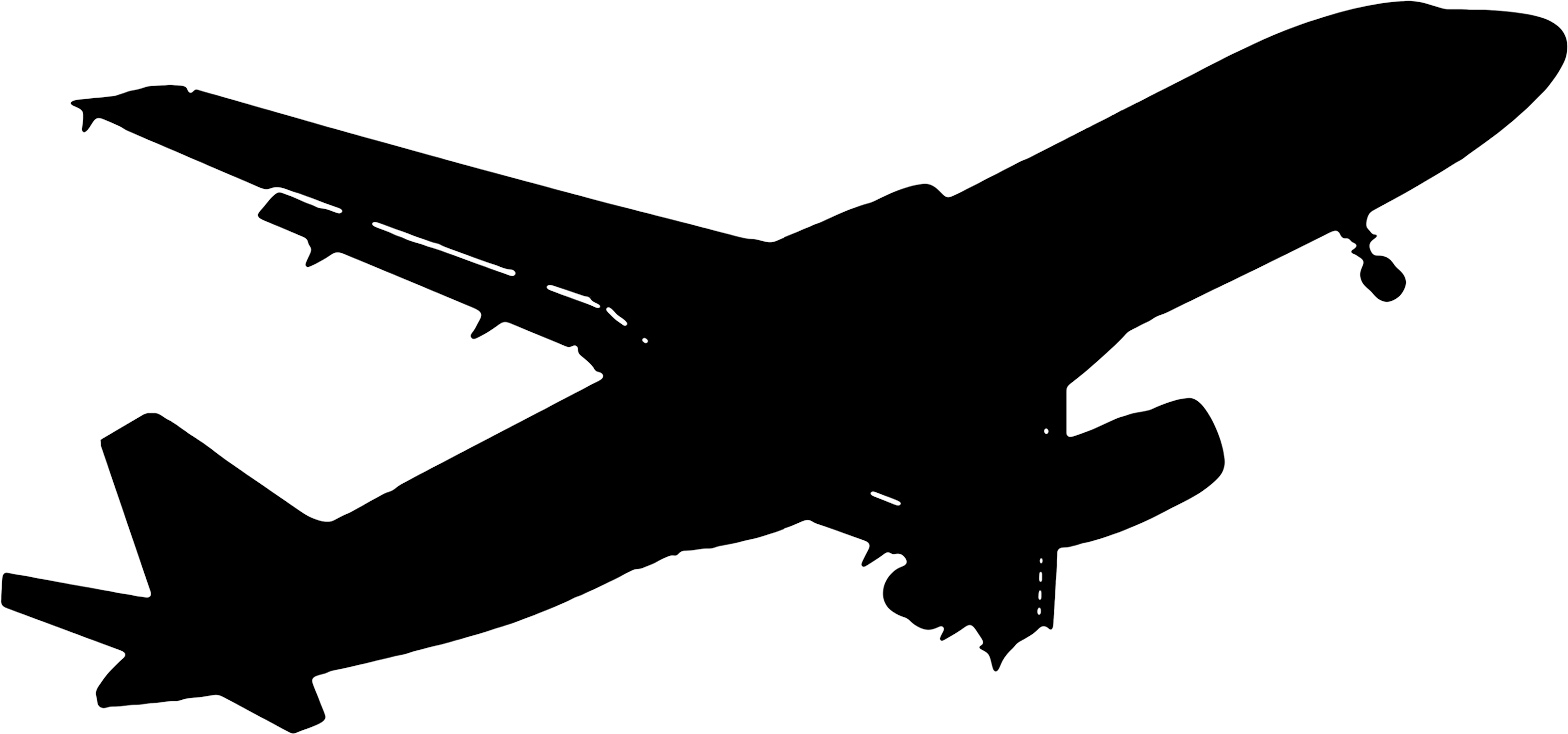 Airplane Silhouette - Wide-body Aircraft (1569x734), Png Download