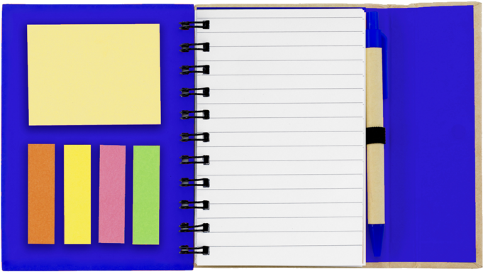 6106 Spiral Notebook With Sticky Notes - Notebook (700x700), Png Download