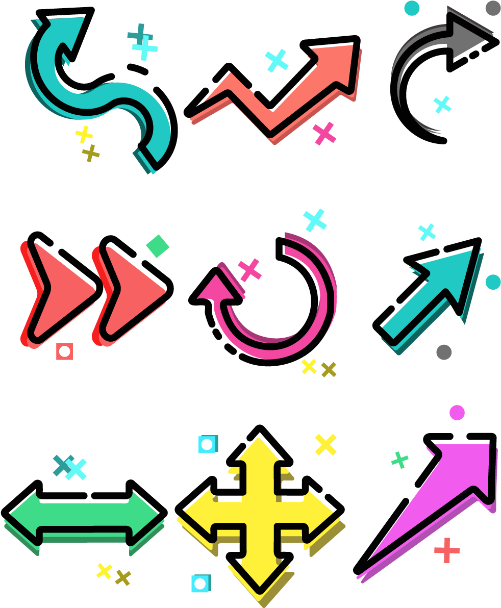 Mbe Cartoon Cute Poster Element Arrow Png And Vector (1024x1370), Png Download