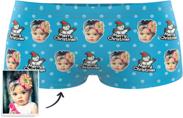 Custom Kids Christmas Snowman Face Boxer - Underpants (600x600), Png Download