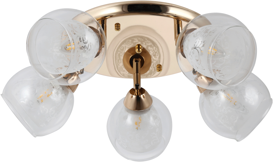 Lustra Ezreal Auriu 5xe27 60w - Ceiling Fixture (1000x713), Png Download