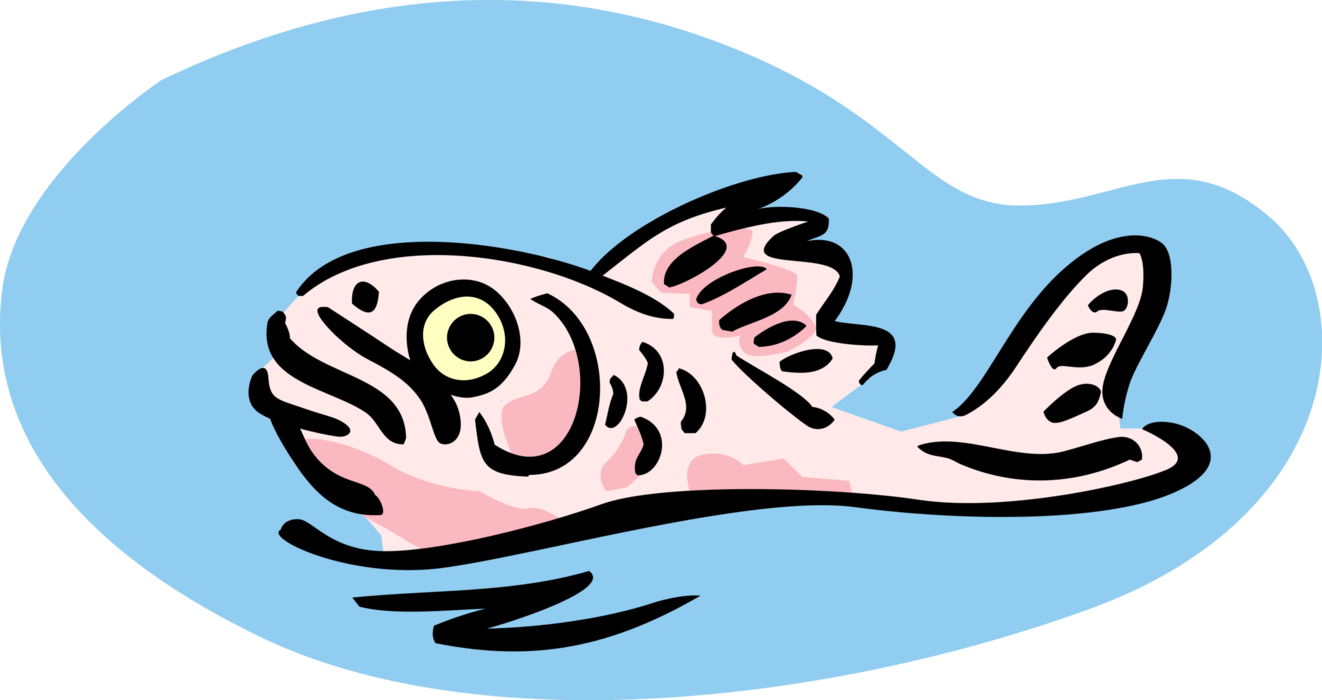 Vector Illustration Of Surfacing Fish Swims On Water (1322x700), Png Download