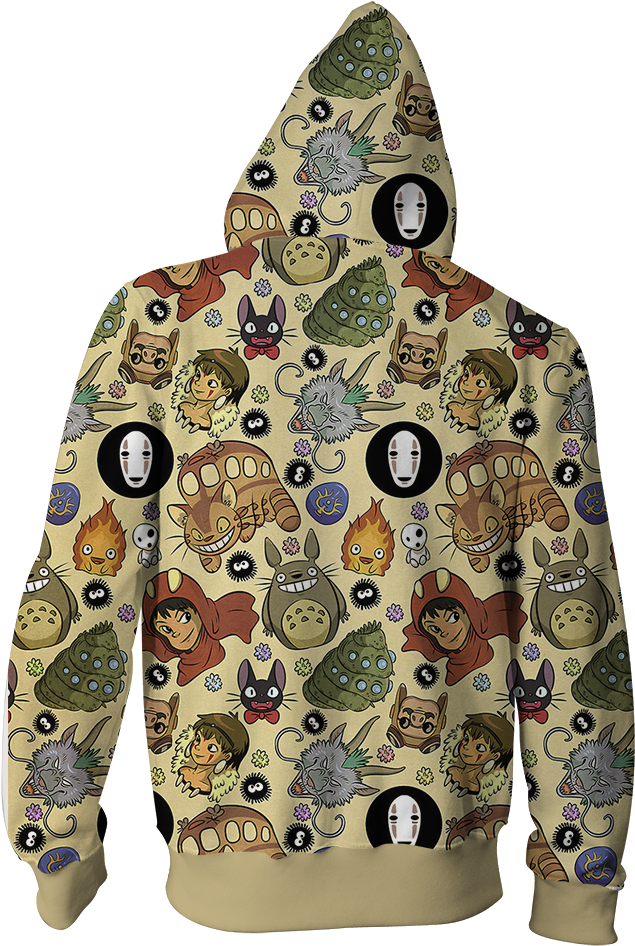 Ghibli Studio Spirited Away Characters Seamless Zip - Hoodie (1024x1024), Png Download