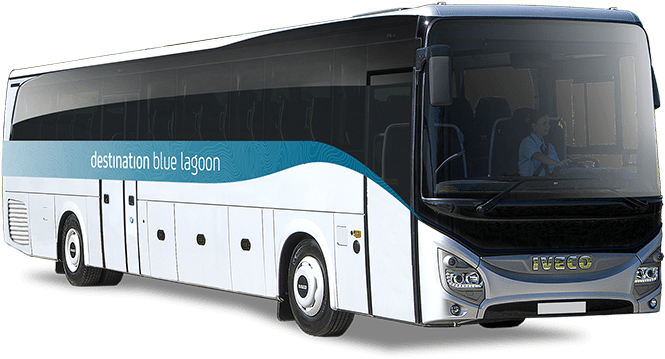Destination Blue Lagoon Bus (800x437), Png Download