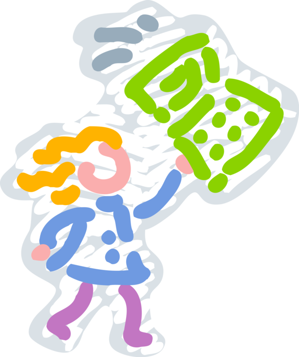 Vector Illustration Of Student Carries Laptop Notebook (586x700), Png Download