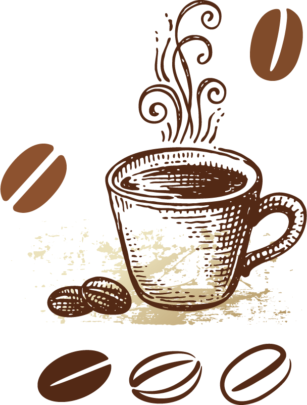 Coffee Tea Cafe Breakfast Morning - Vector Gambar Coffee Cup Png (608x801), Png Download