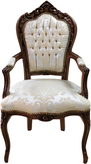 Dining Armchair Brown Frame, Biege Royal Flowers - Chair (570x570), Png Download