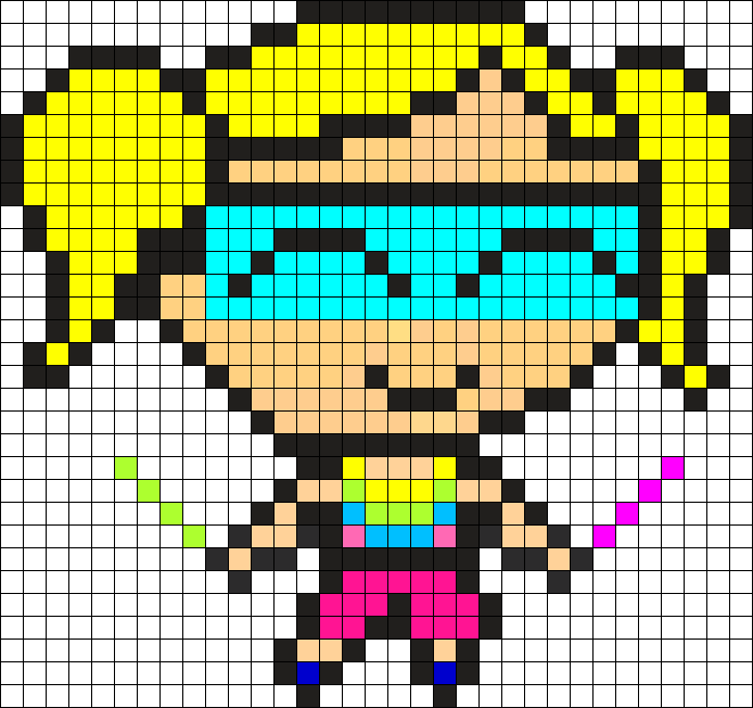 Rave Bubbles Perler Bead Pattern / Bead Sprite - Cute Animal Pixel Art (694x652), Png Download
