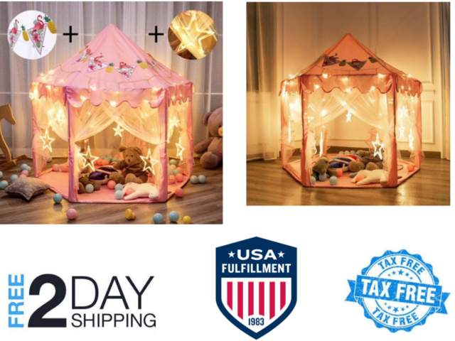 Big Pink Girls Princess Castle Tent With Large Star - Game (640x480), Png Download