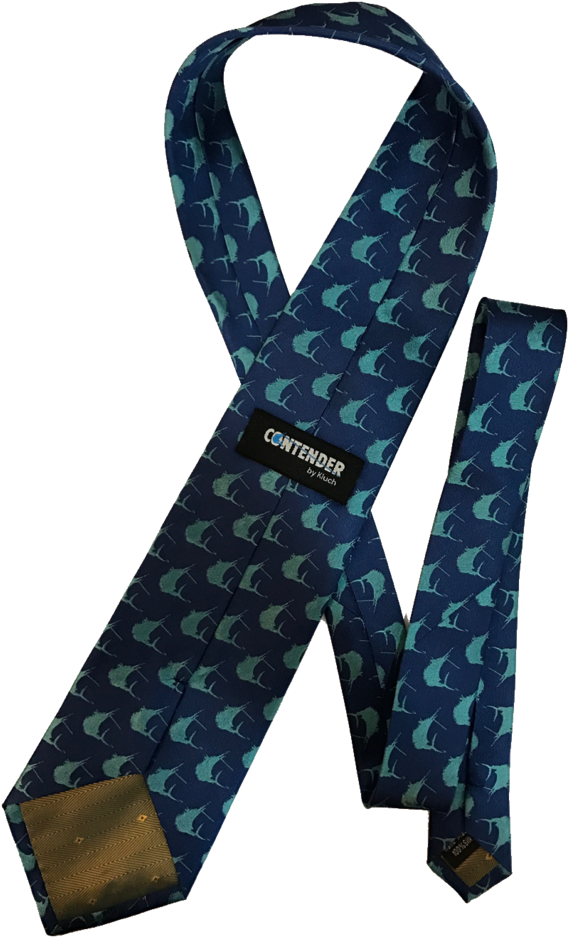 Contender Navy W/ Teal Sailfish Icon Silk Woven Neck - Motif (768x1024), Png Download
