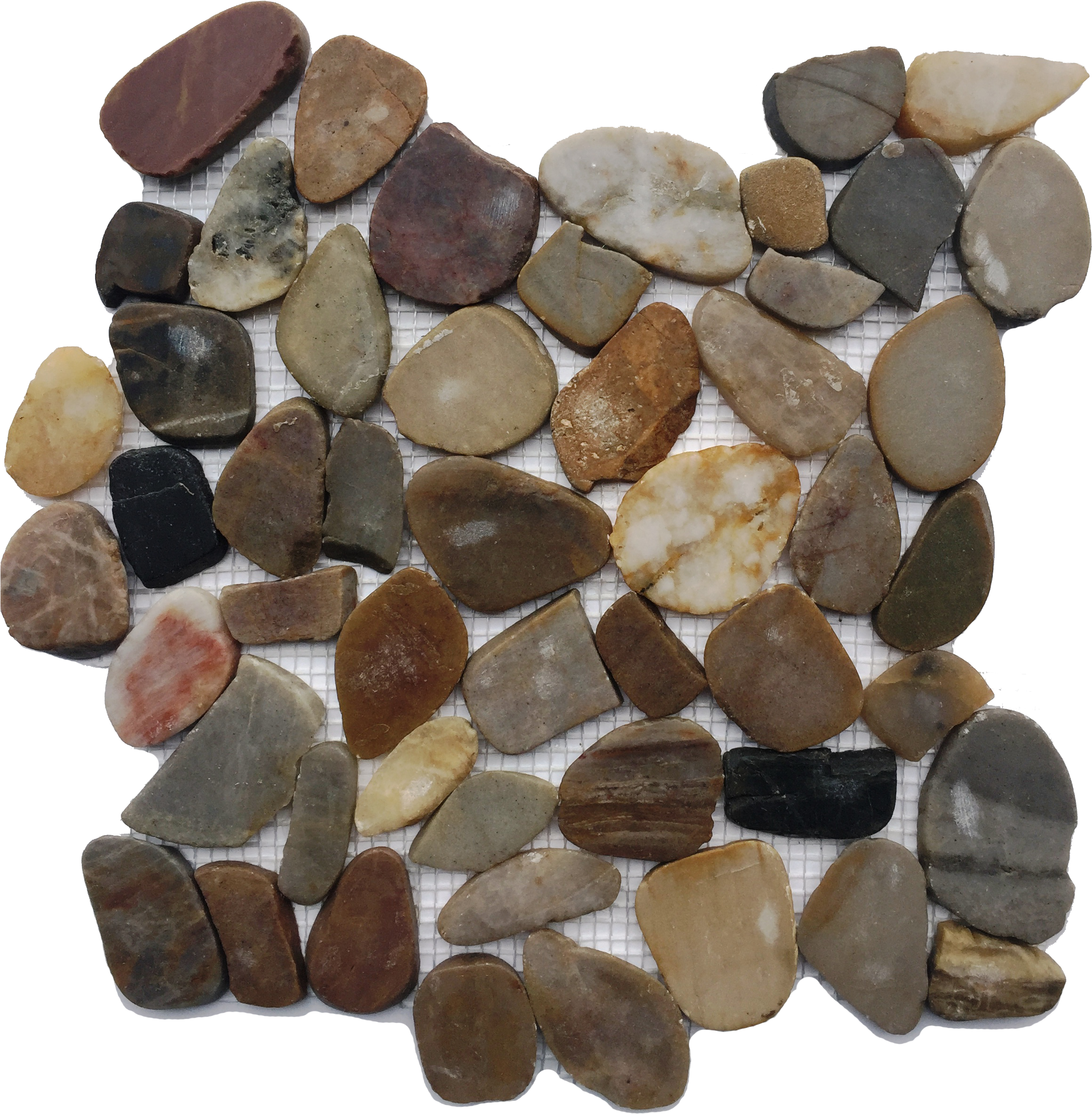 Flat Polished Mixed Color Pebble Mosaic - Tile (2600x2600), Png Download