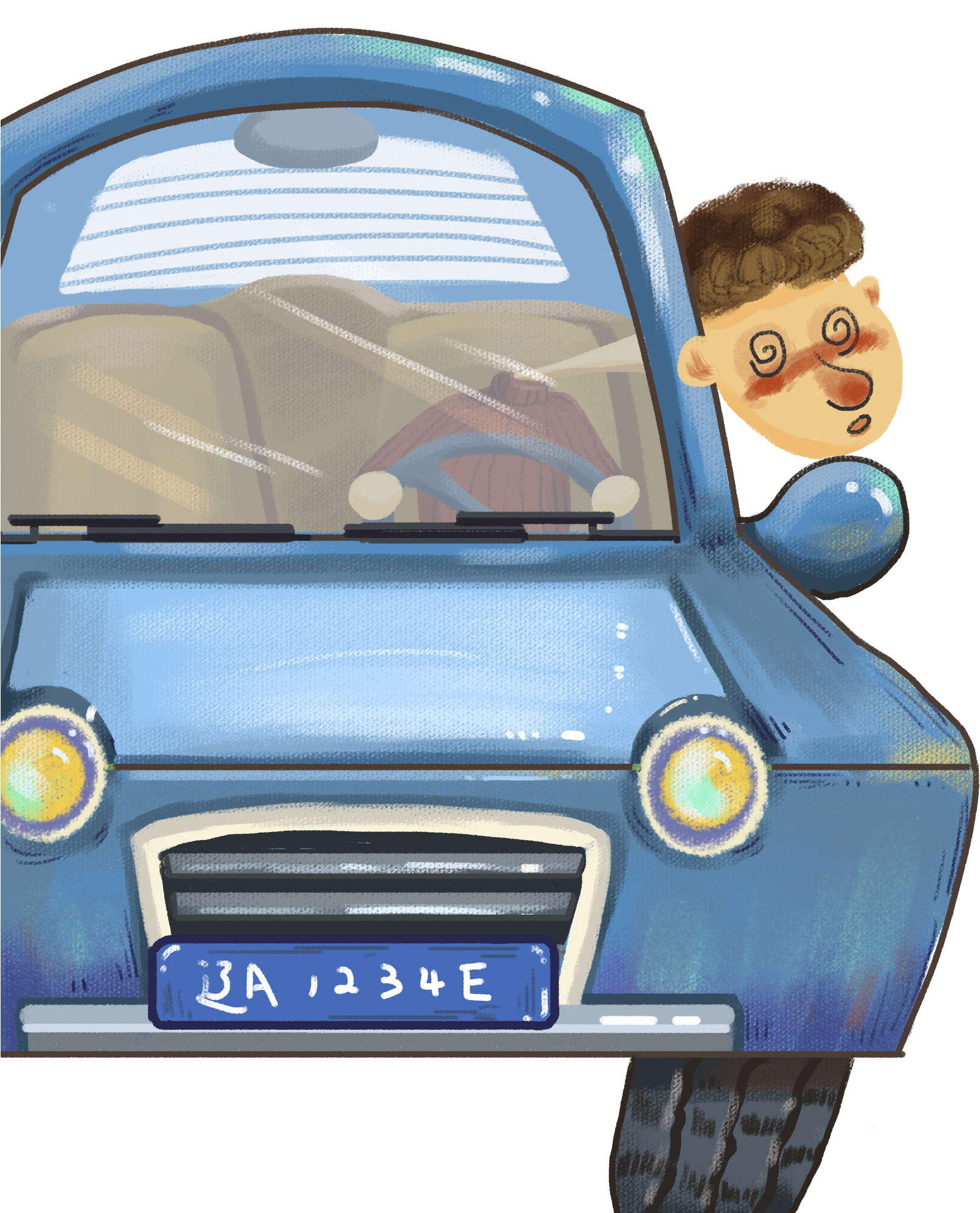 Cartoon Hand Drawn Illustration Drunk Png And Psd - Antique Car (2000x2000), Png Download