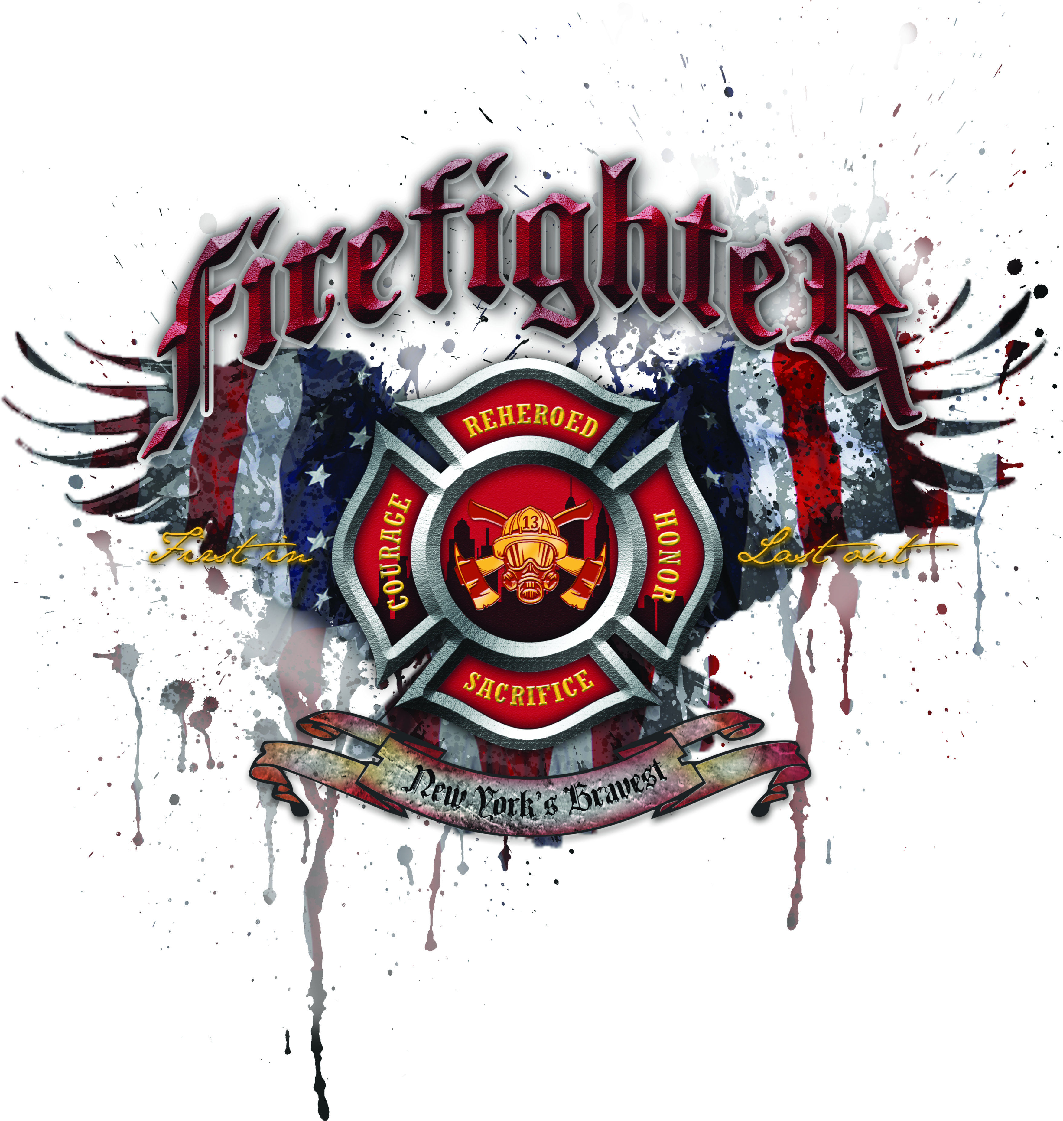 New York's Bravest - Illustration (3516x3707), Png Download