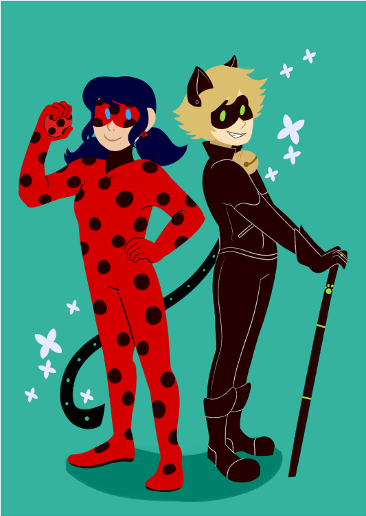 Ladybug And Chat Noir [print] - Cartoon (750x750), Png Download