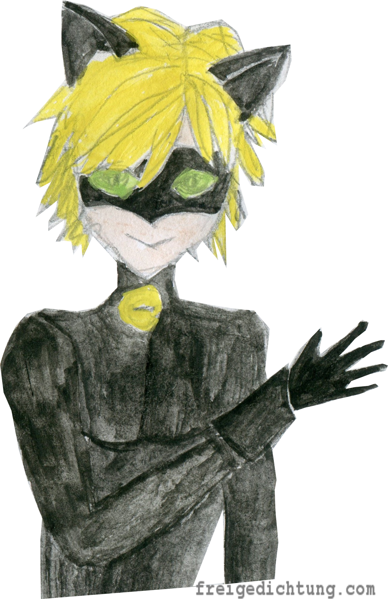 71 Chat Noir - Cartoon (1288x1990), Png Download
