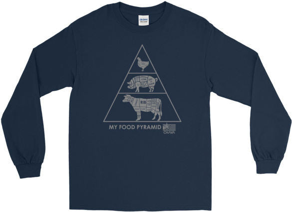 My Food Pyramid Long Sleeve - Long-sleeved T-shirt (600x600), Png Download