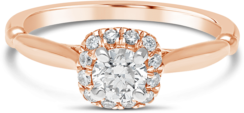 Propose Tonight 14k Rose Gold Princess Diamond Halo - Pre-engagement Ring (900x900), Png Download