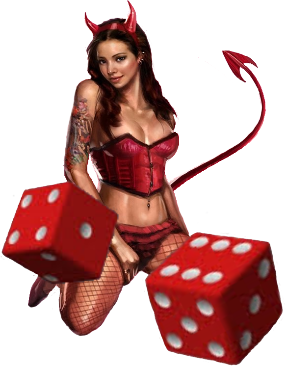 Dice-red Devil Pinup Girl - Devil Pin Up Girl Art (582x800), Png Download