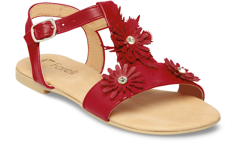 14-531 Sandalia De Piso Roja Con Flores - Sandal (800x800), Png Download