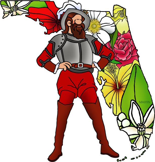 Ponce De León And Florida - Cherokee Rose Clip Art (648x648), Png Download