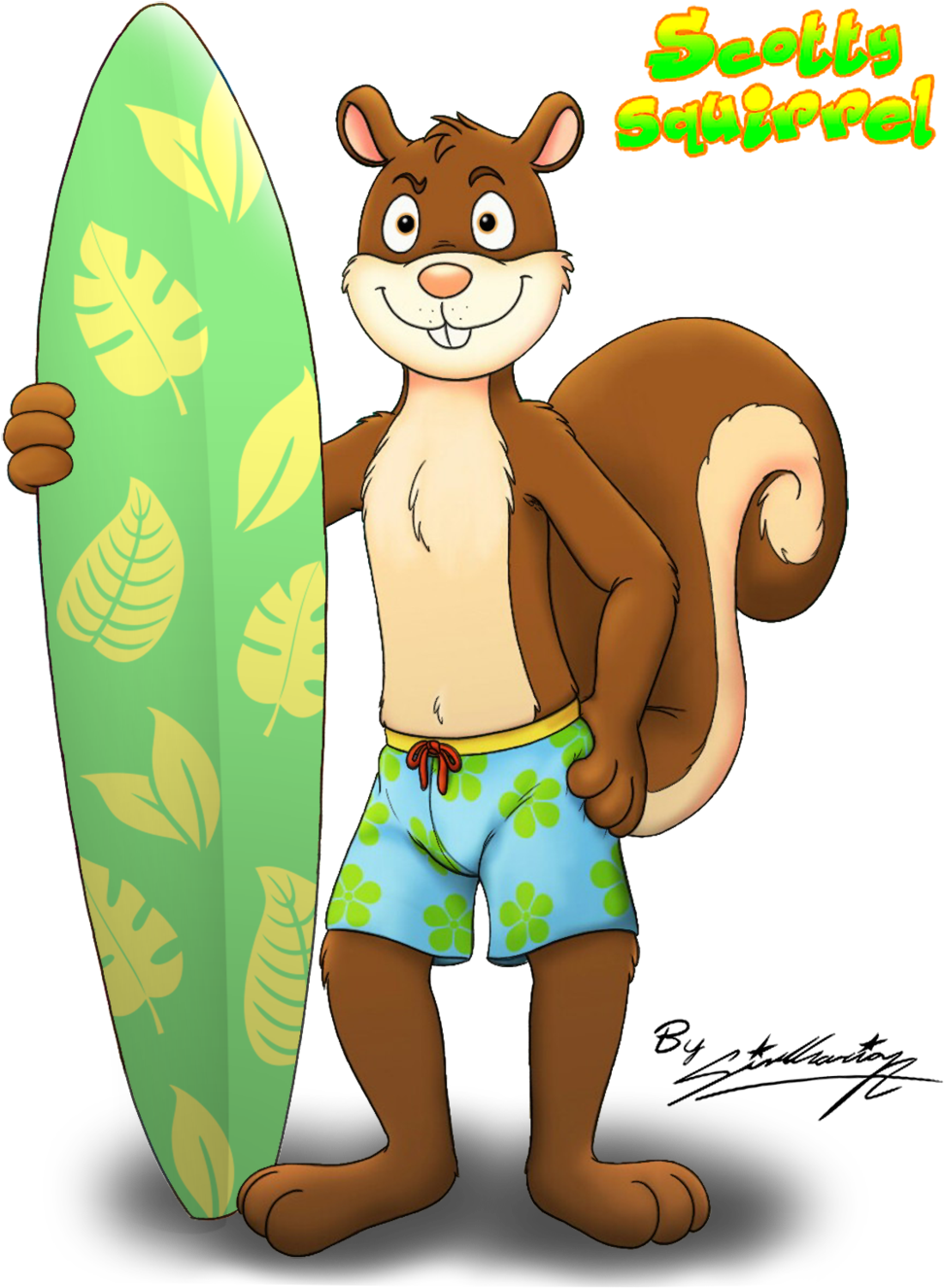 Scotty Squirrel With His Surfboard By Sagadreams - Scotty Squirrel (972x1325), Png Download