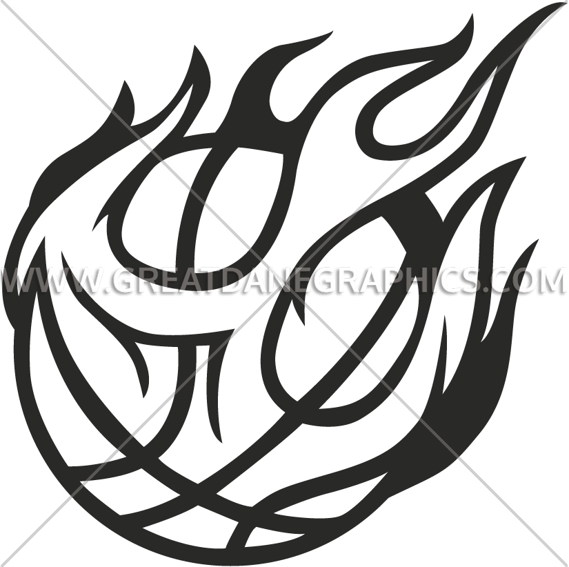 Clip Art Black And White On Fire Production Ready Artwork - Basketball Images To Draw (825x822), Png Download
