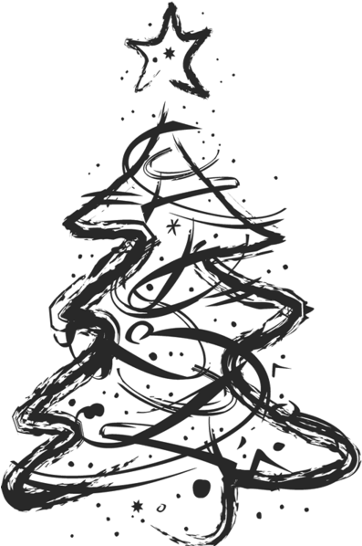 Sketched Artistic Christmas Tree Stamp - Artistic Christmas Tree (600x600), Png Download