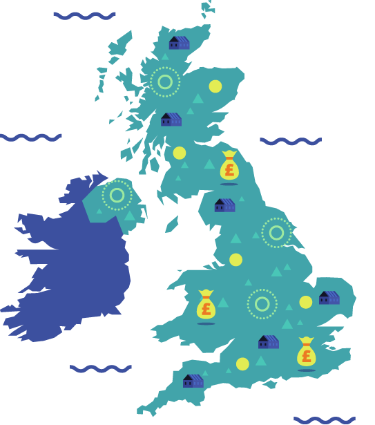 Map Of Uk (543x615), Png Download