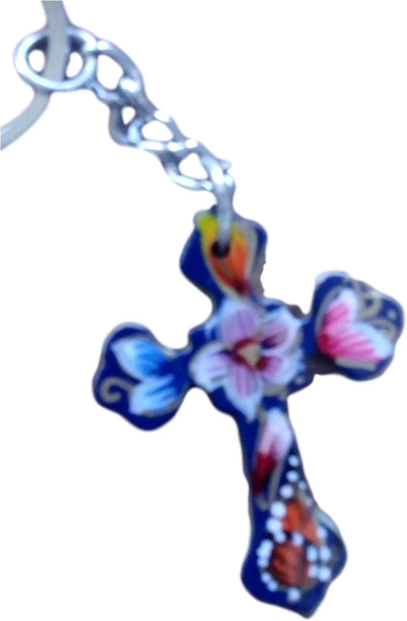 Keychain Cross Wood Handpainted - Pendant (929x1280), Png Download