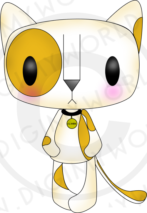 Anime Chibi Cat - Cartoon (500x723), Png Download