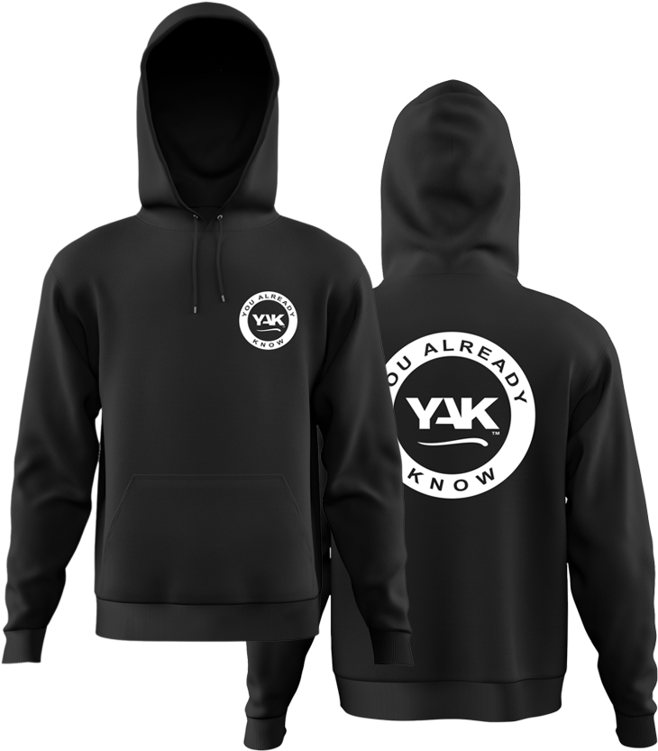 Yak Urban Style Hoodie 1 Black Front-back - Sweatshirt (1038x924), Png Download