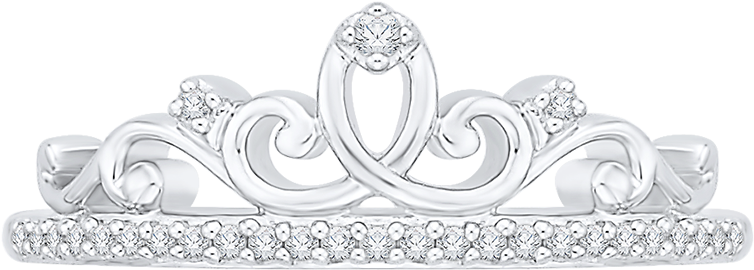 Tiara Ring In 10k White Gold With - Tiara (1000x1000), Png Download