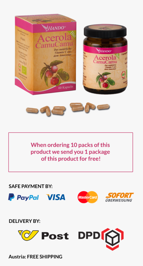 Bio Acerola Camu Camu The Natural Vitamin C Against - Dietary Supplement (500x929), Png Download