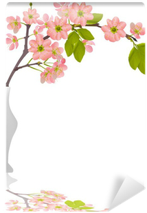 Cherry Blossom Branch In Vase With Reflection Wall - Rosa Canina (400x400), Png Download