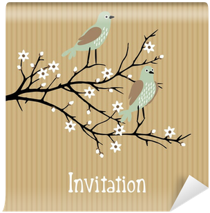 Vector Background With Birds On Cherry Blossom Branch - Vector Graphics (400x400), Png Download