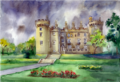 Rose Garden" Original Watercolour - Kilkenny (600x315), Png Download