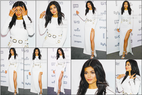 Kylie Jenner 2015 Nbc Universal White Long Sleeve Form-fitting - Girl (460x693), Png Download