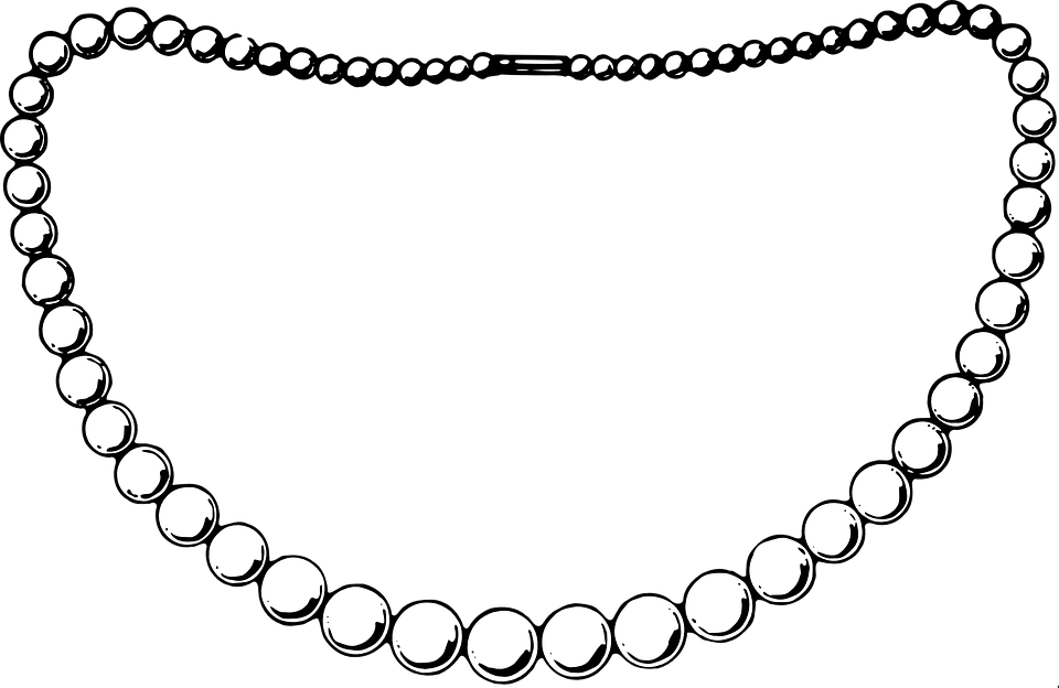 Collection Of Necklace Black And White - Black And White Pearl Necklace Clipart (960x624), Png Download