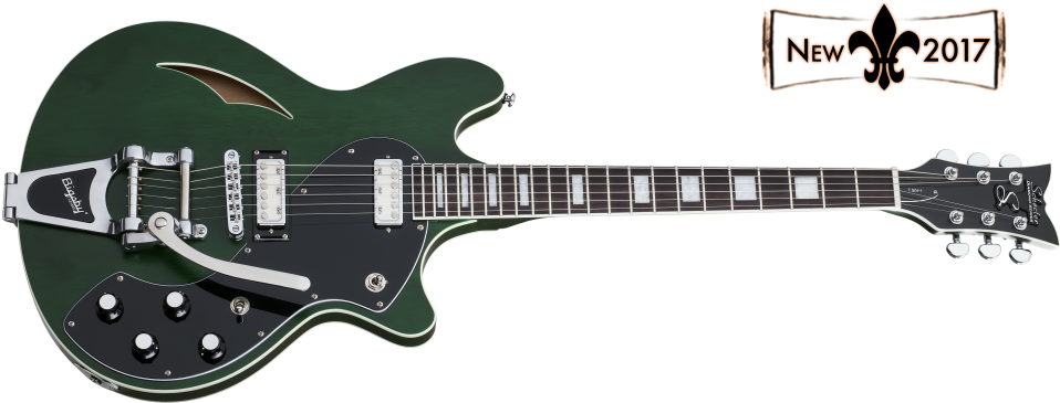Tsh 1 Emerald Green Pearl Tilt - Schecter T S/h-1b Hollowbody Guitar, Emerald Green (960x419), Png Download