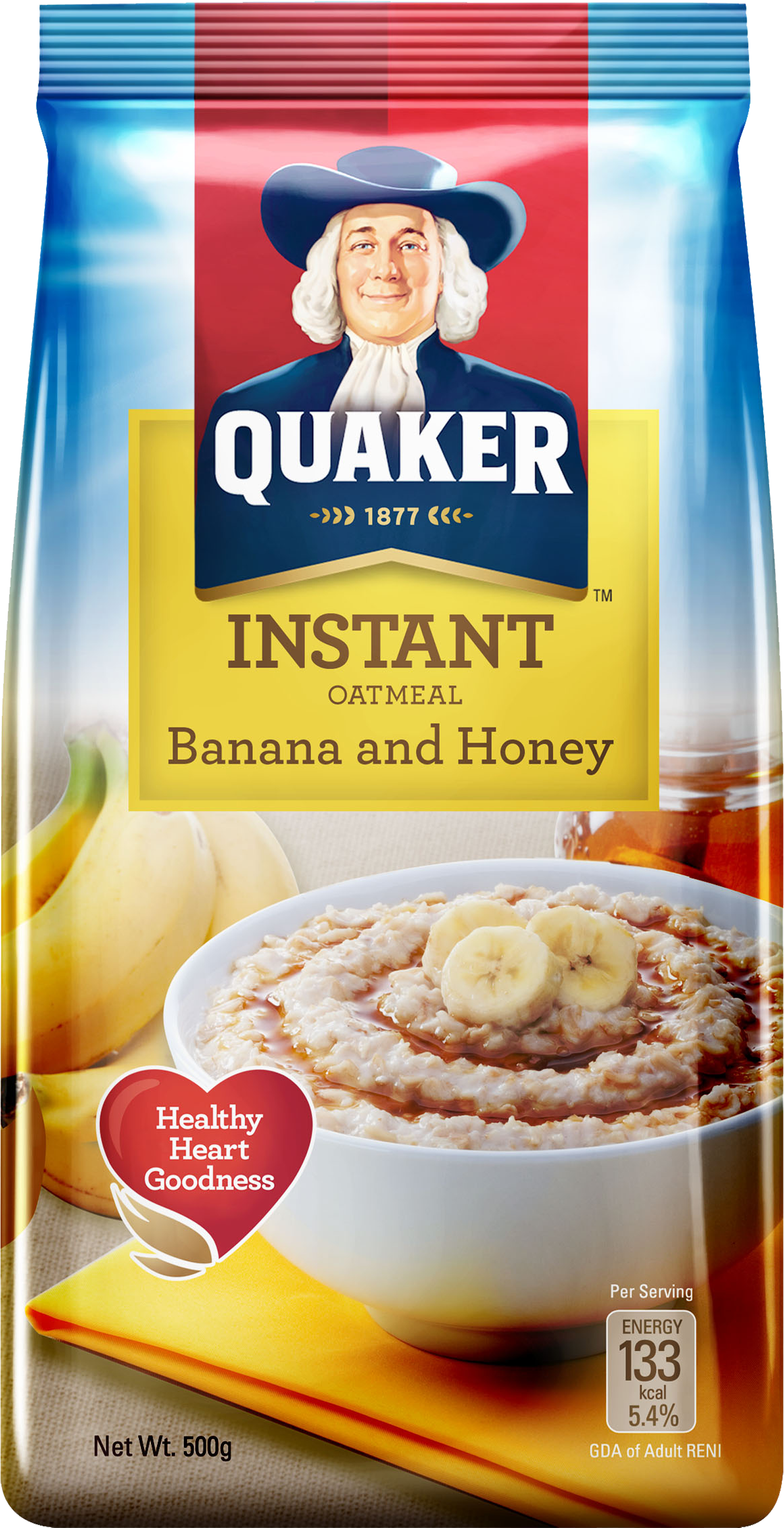 About Quaker Instant Oatmeal - Quaker Oats Banana Honey (2466x3119), Png Download